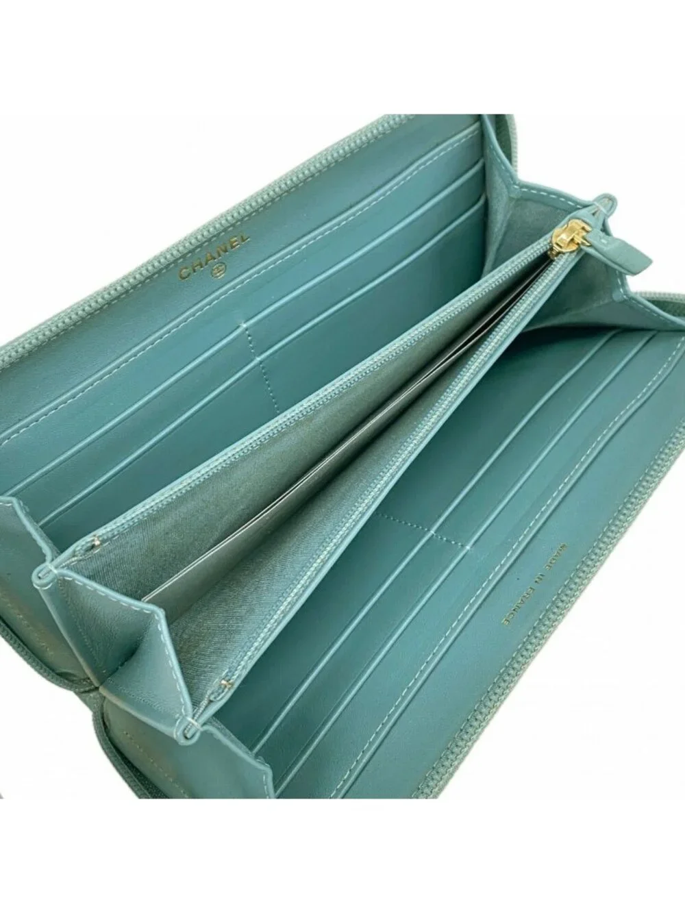 Chanel Wallet Boy Caviar Leather Blue Gold